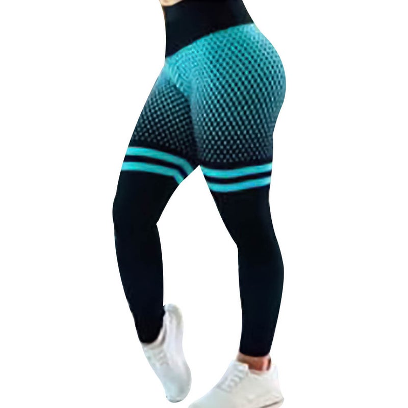 Generic Women Grid Pattern High Waist Sport Exercise Fitness Running Yoga Leggings Pants 20*10*20cm - Image 3