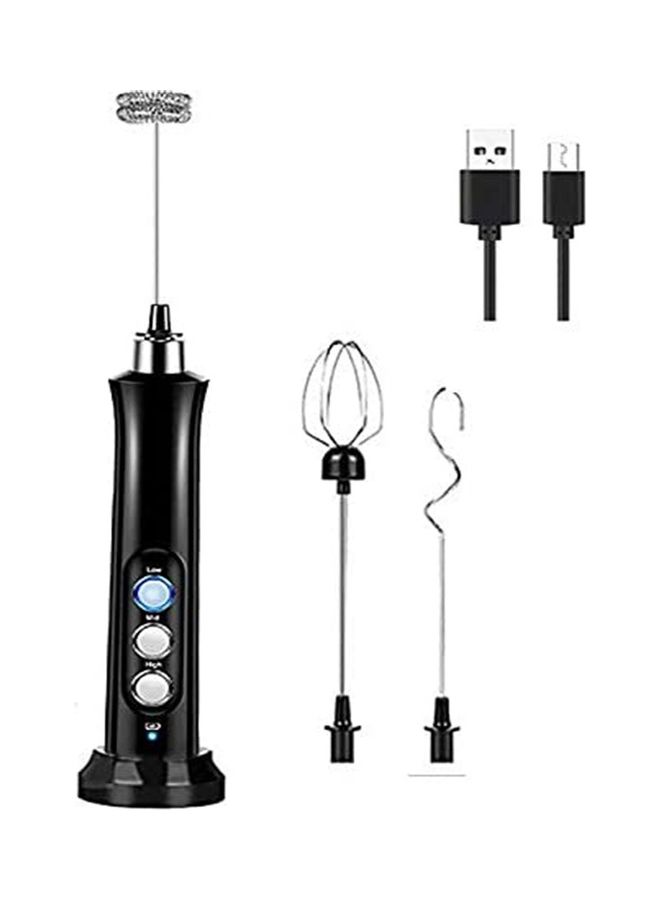Generic - Rechargeable Milk Frother 3 Speeds Handheld Foam Maker With Stainless Whisk Durable Frother Drink Mixer Black 29.8 x 5.3cm - Image 1