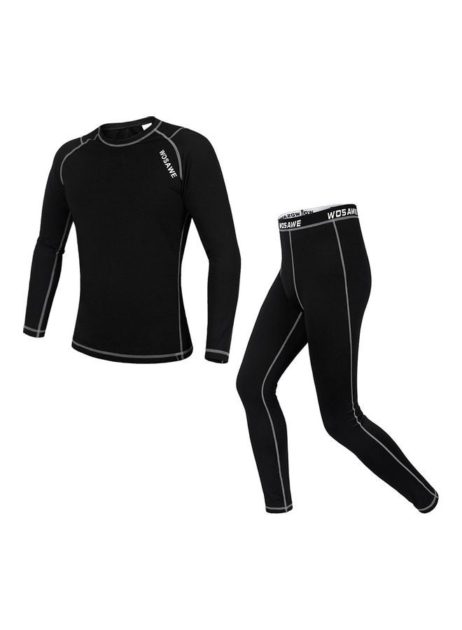 Generic Men Long Sleeve Thermal Fleece Lined Compression Underwear Set Bicycle Jersey Base Layer Shirt and Pants Leggings for Cycling Running Jogging M 35*5*25cm  - Image 3