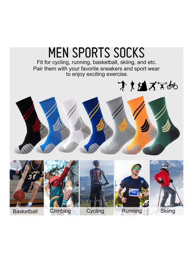 Generic - Men Cycling Socks Striped Elastic Breathable Anti-Slip Towel Bottom Running Basketball Sports Stockings Two Pairs 19*3*18cm - Image 1