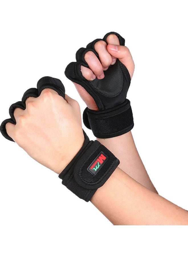 Generic Weight Lifting Gloves Wrist Wraps Protection Fitness Gloves for Pull Ups Bodybuilding Powerlifting Training Wrist Support for Men and Women L 18*4*15cm  - Image 1