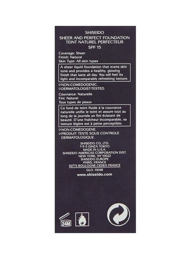 Shiseido - Sheer And Perfect Foundation SPF15 B20 Natural Light Beige - Image 1