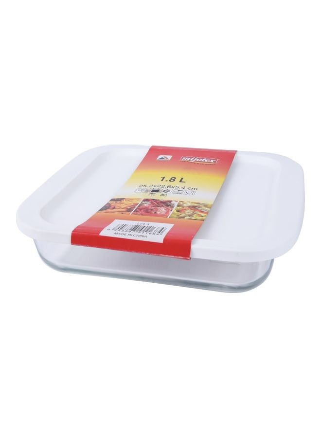 MIJOTEX Square Dish Glass Oven Tray White/Clear 1.8Liters