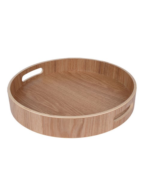 Round Serving Tray Brown 34cm