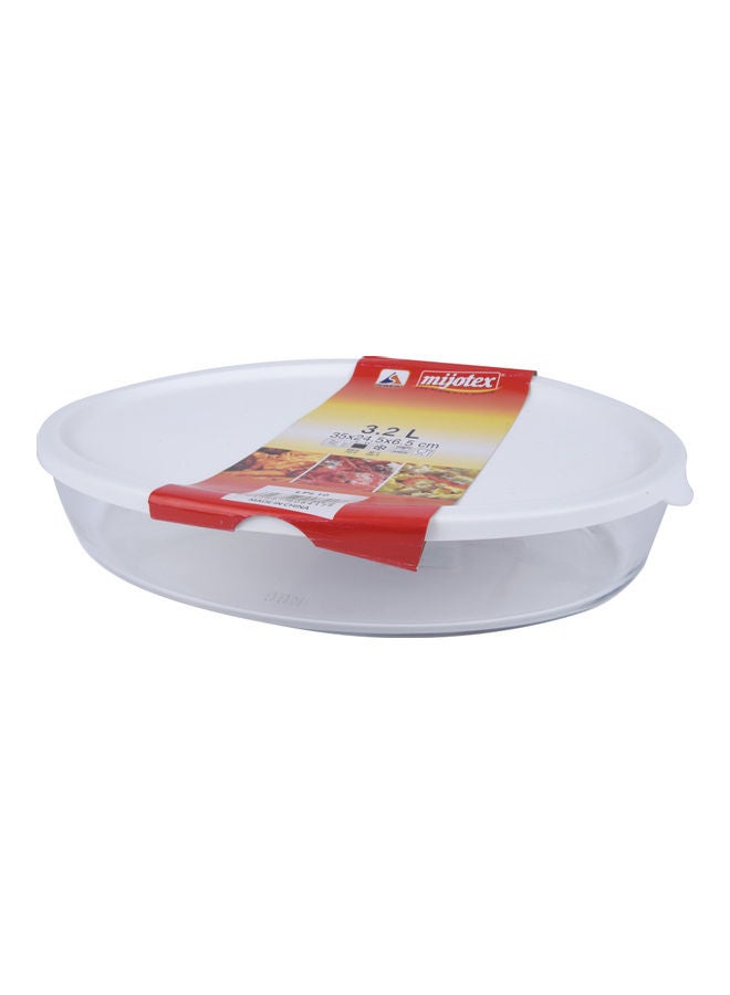 MIJOTEX Glass Oven Tray Oval Plate With Lid clear 3.2Liters