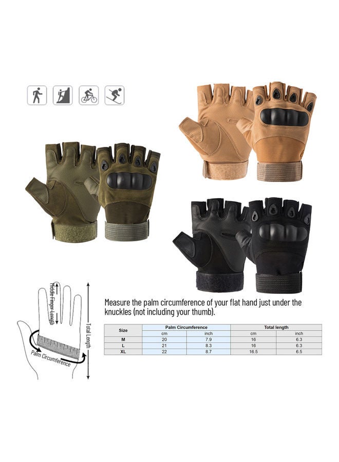 Fingerless Gloves With Hard Knuckle Anti-Slip Adjustable Half Finger Sports 17x3x15cm