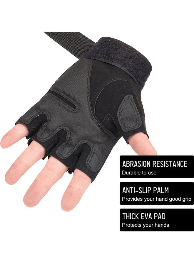 Generic Fingerless Gloves With Hard Knuckle Anti-Slip Adjustable Half Finger Sports 17x3x15cm  - Image 4