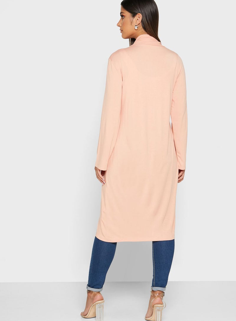 RINA - Longline Cardigan Light Pink - Image 1