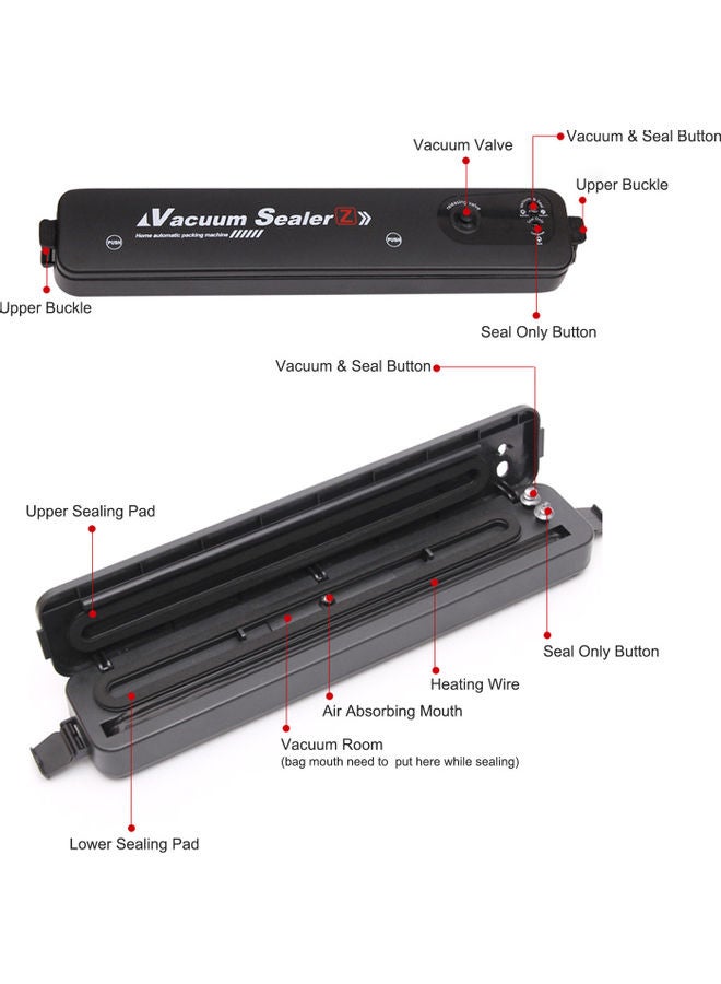 One-Touch Automatic Vacuum Sealing Machine With Sealing Bags Food Saver Black 37.30*7.00*8.50cm - Image 3