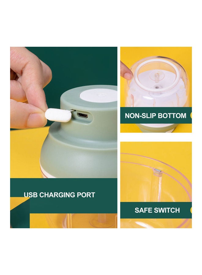 مطحنة كهربائية صغيرة لاسلكية متعددة الوظائف مزودة بمنفذ USB للشحن شفاف/أخضر 14.50 x 10 x 10سم  - Image 3