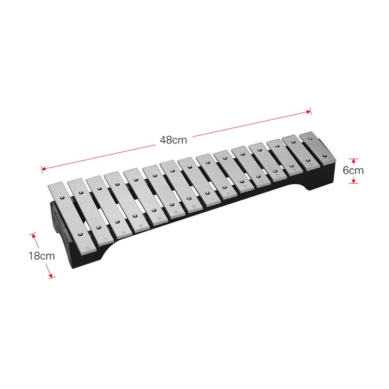 15-Note Xylophone Glockenspiel Wooden Base Aluminum Bars with Mallets Percussion Musical Instrument Gift with Carrying Bag - v1605676309/N41457945A_6