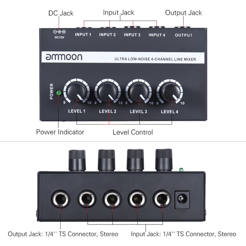 ammoon Mono Audio Mixer With Power Adapter - Image 3