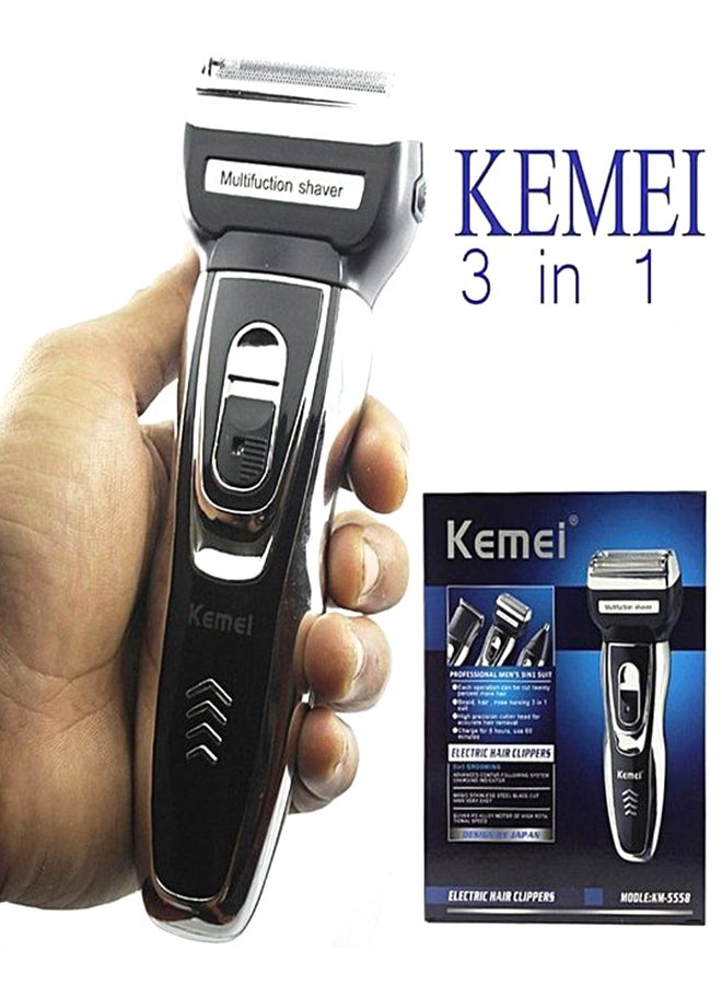 Kemei Km-5558 3 In 1 Rechargeable Electric Shaver Black - Image 3