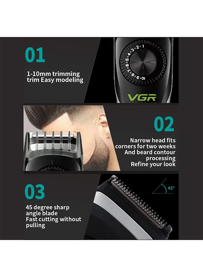 VGR V-028 Hair Clipper & Beard Trimmer Black/Silver  - Image 4