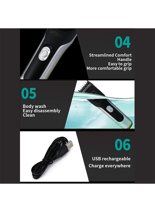 VGR V-028 Hair Clipper & Beard Trimmer Black/Silver  - Image 5