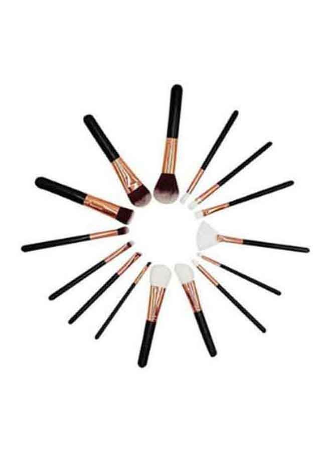 15-Piece Professional Make Up Brush Set Brown/Gold - Image 2
