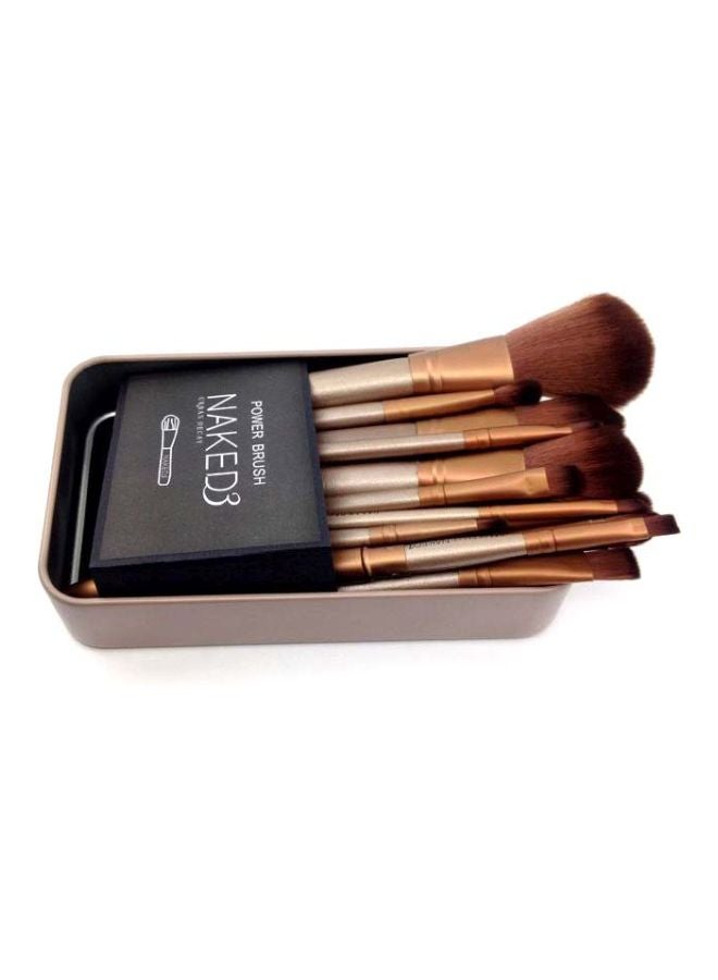 NAKED3 12-Piece Makeup Brushes Beige/Gold 