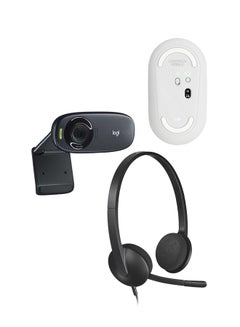 C310 Web camera With H340 Headset And Pebble Mouse (bluetooth and wireless) black/white