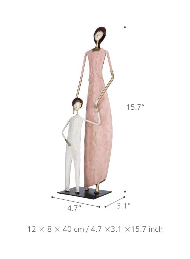 TOOARTS Mother And Son Statue Decorative Ornament Pink/White/Gold 41x9x14cm - Image 3