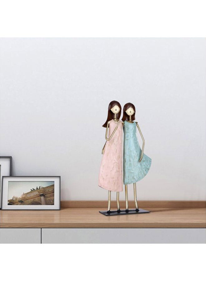 توراتس تمثال للزينة بتصميم أخوات وردي / أزرق / ذهبي 15.5x6.5x30سم - Image 3