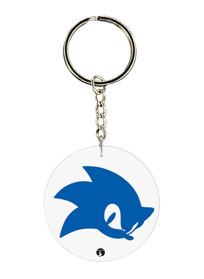 BP Double Sided Sonic Printed Keychain Blue/White/Silver