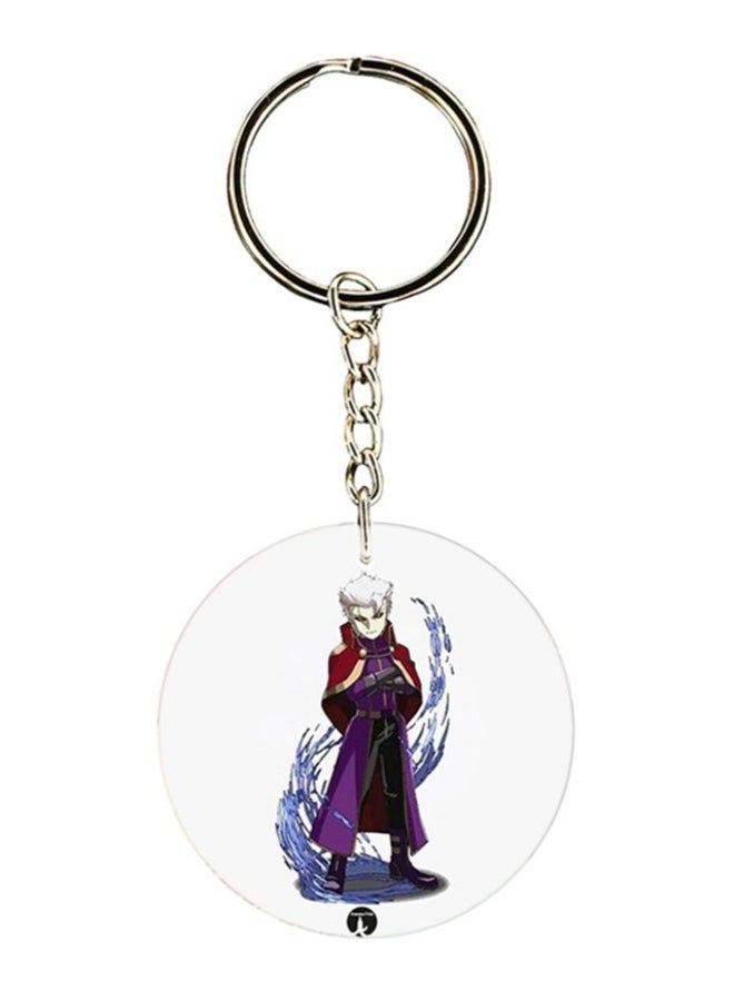 BP Anime Hunter X Printed Keychain White/Purple/Silver