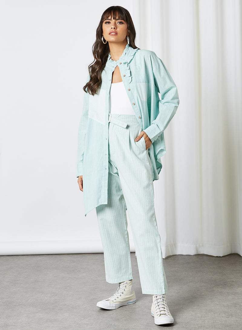 ANOTAH Stripes Pattern Straight Pants Mint  - Image 3