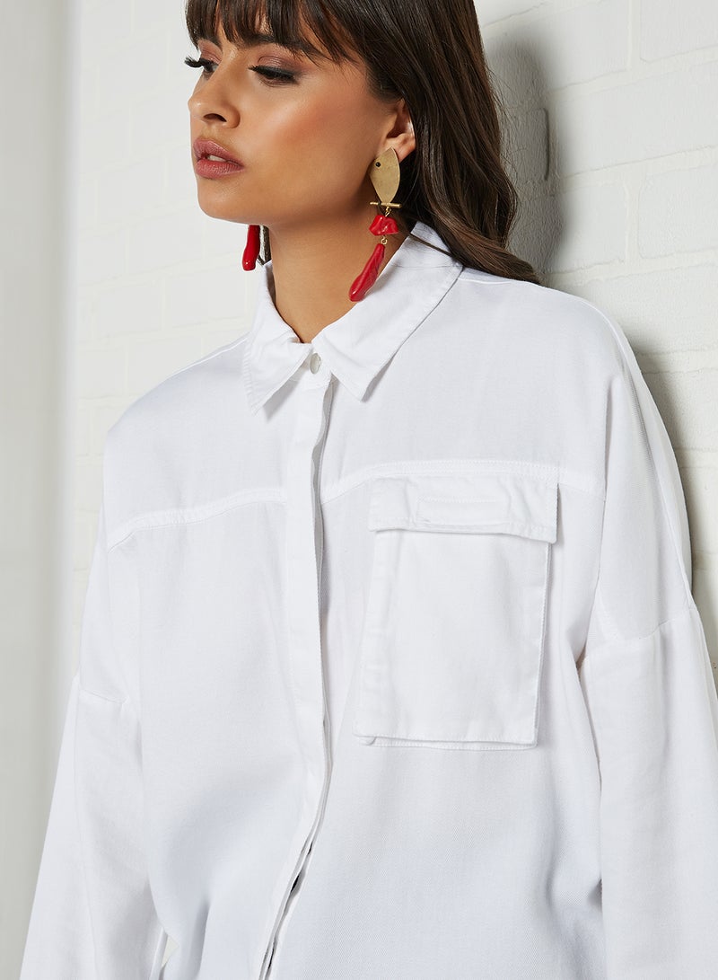 ANOTAH Chest Pocket Long Sleeve Shirt Off White  - Image 4