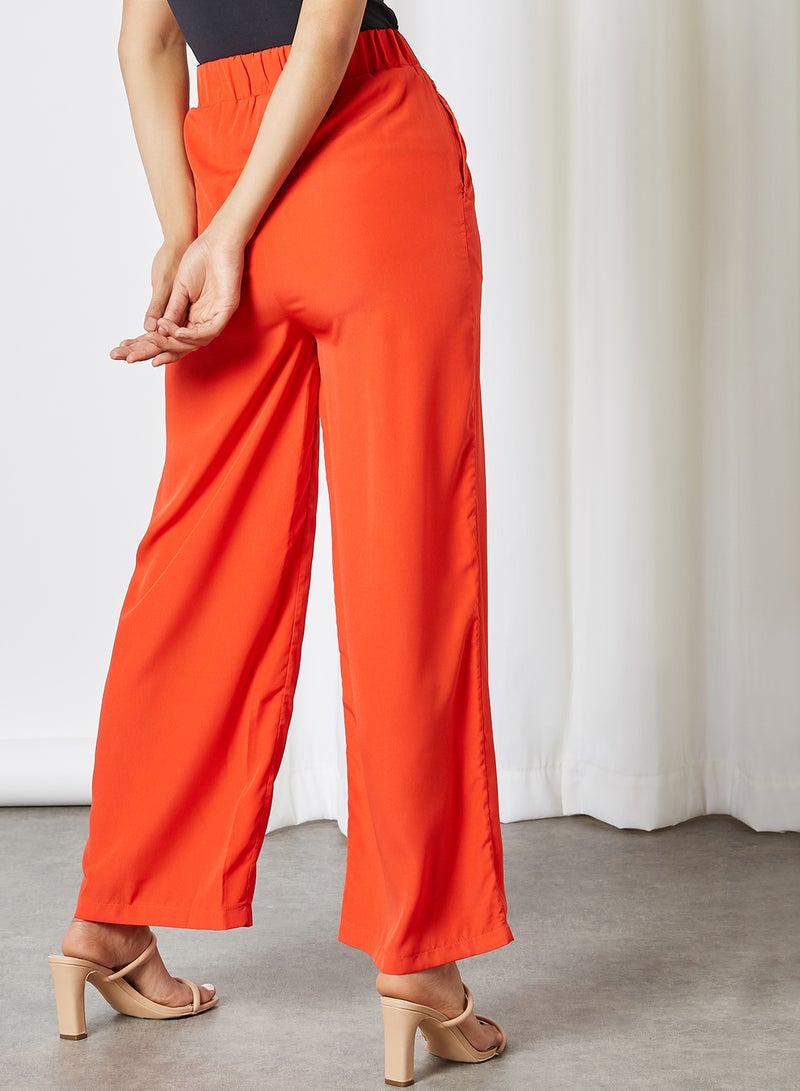 Plain Wide Leg Pants Coral