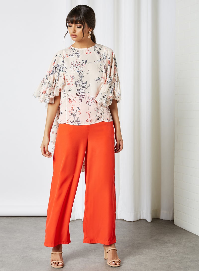 Plain Wide Leg Pants Coral
