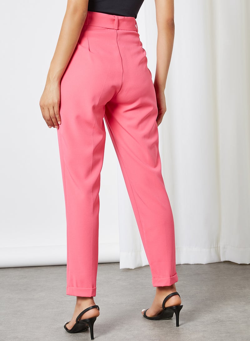 ANOTAH Waist Belt Buckle Regular Pants Fuschia  - Image 2