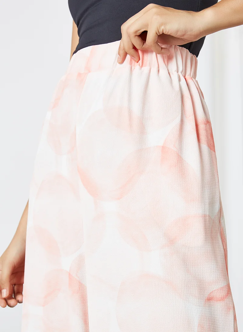 ANOTAH Dye Pattern Wide Leg Pants White/Pink