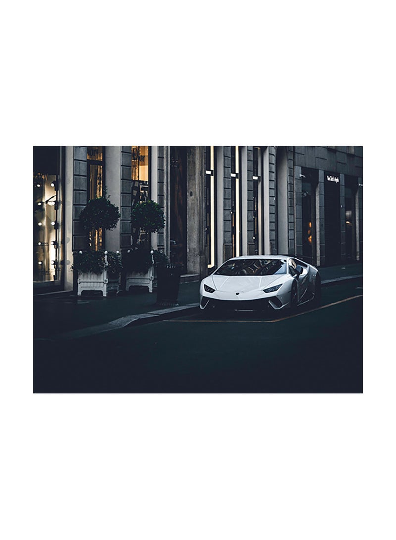Fast Print Lamborghini Themed Wall Sticker Grey/White/Black 140x105cm