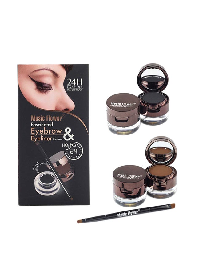 Music Flower Waterproof Eyebrow Tattoo And Eyeliner Set Brown  - Image 1