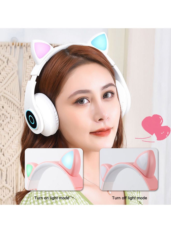 B39 Cat Ear Glowing Wireless BT5.0 Headphone Purple - Image 3