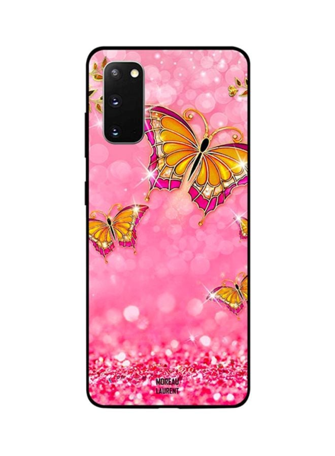Moreau Laurent Skin Case Cover -for Samsung Galaxy S20 Golden Butterflies Shiney Pink Background Golden Butterflies Shiney Pink Background