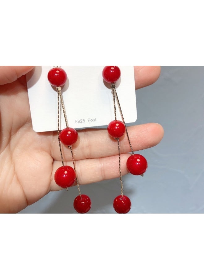 J&J S925 Sterling Silver Pearl Long String Earrings  - Image 3