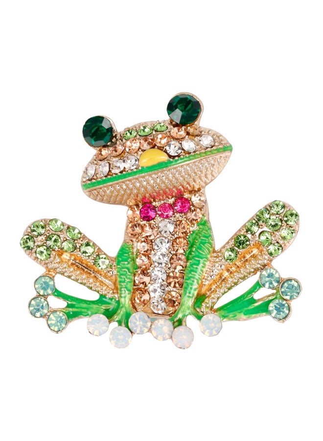 Rhinestone Inlaid Frog Brooch Shirt Collar Badge - Image 1