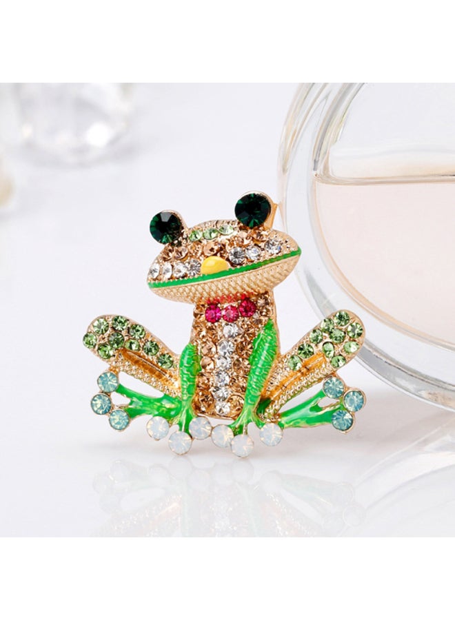 Rhinestone Inlaid Frog Brooch Shirt Collar Badge - Image 2