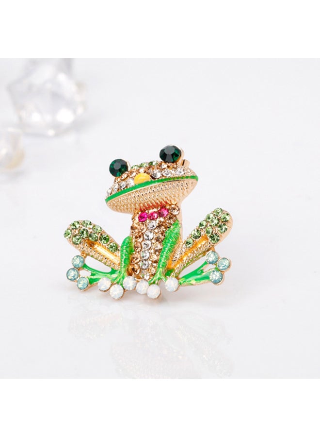 Rhinestone Inlaid Frog Brooch Shirt Collar Badge - Image 3