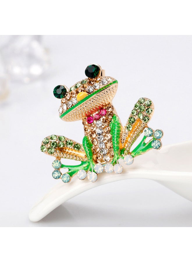 Rhinestone Inlaid Frog Brooch Shirt Collar Badge - Image 5