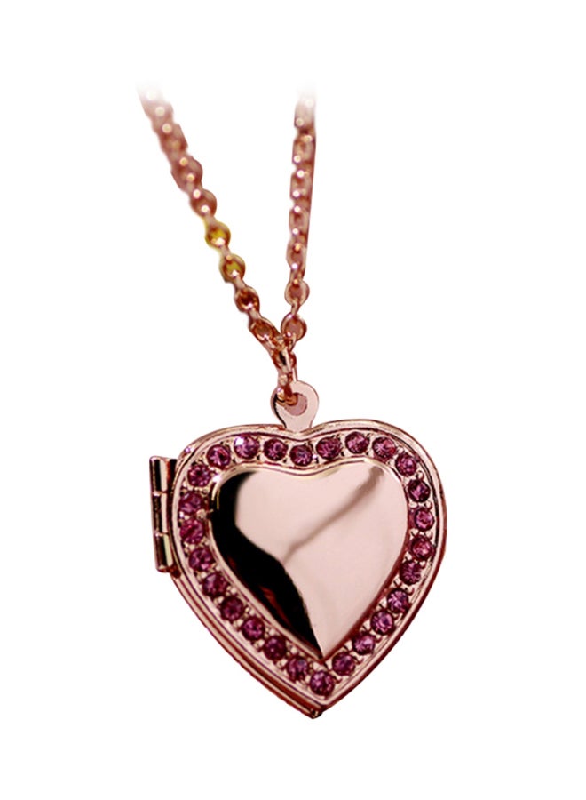 Rhinestone Heart Photo Frame Locket Necklace Clavicle Chain - Image 1