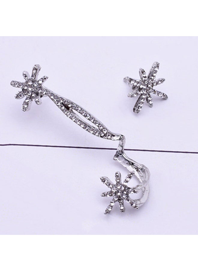 Asymmetric Shiny Rhinestone Inlaid Snowflake Ear Cuff - Image 5