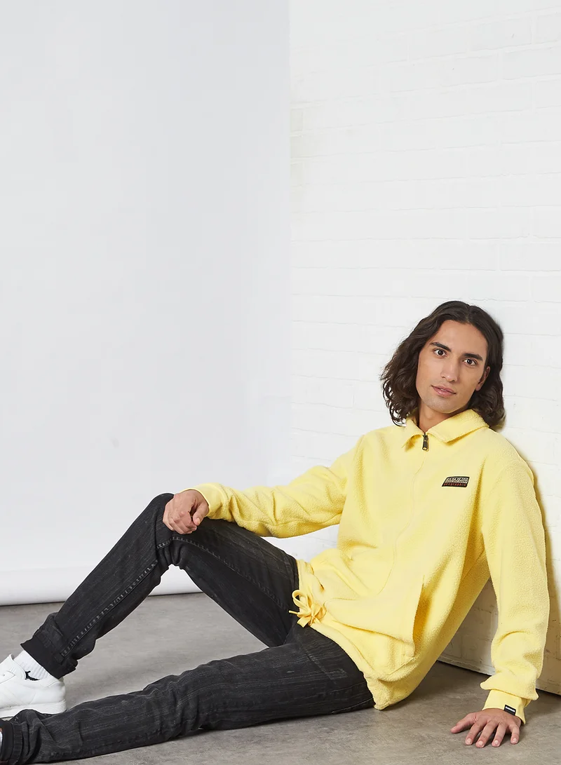 Napapijri Waist Drawstring Dual Pocket Zip Through Hoodie Yellow Sunshine