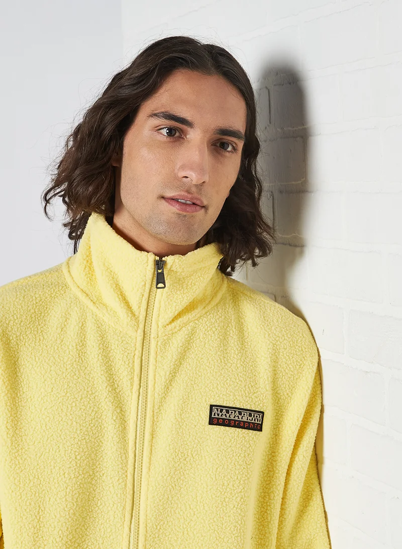 Napapijri Waist Drawstring Dual Pocket Zip Through Hoodie Yellow Sunshine