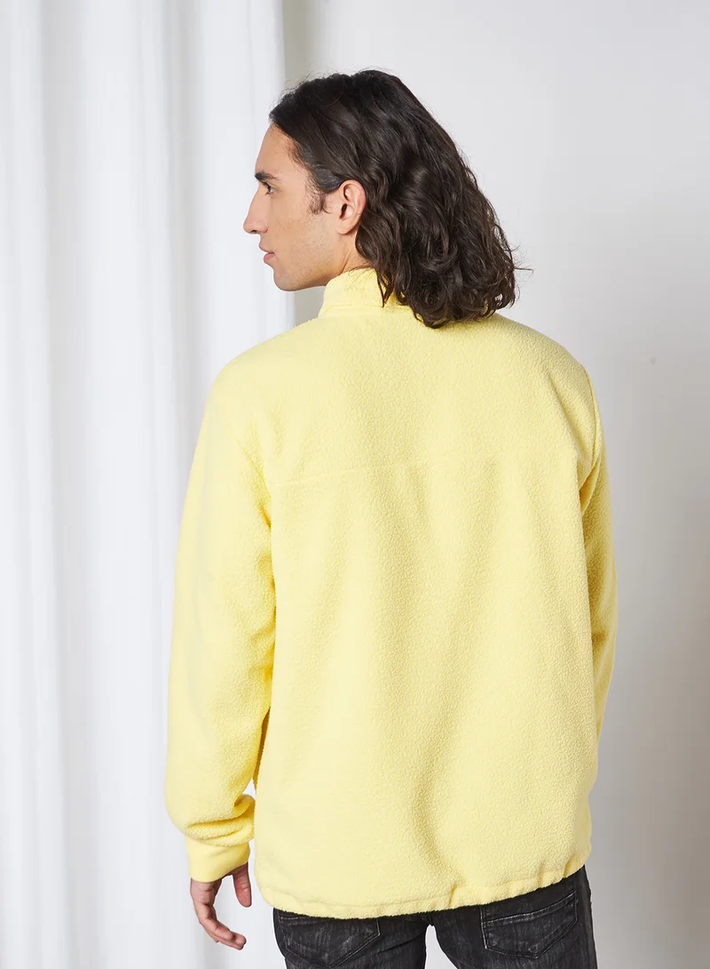 Napapijri Waist Drawstring Dual Pocket Zip Through Hoodie Yellow Sunshine