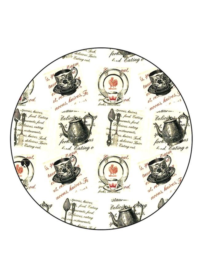 BP Printed Round Mousepad White/Black/Beige