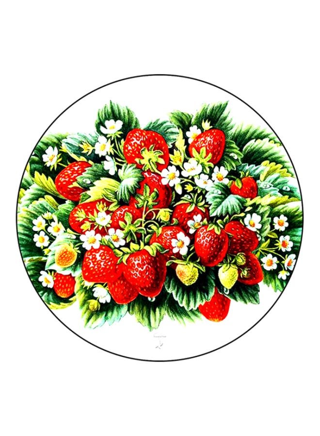 BP Strawberries Printed Round Mousepad Green/Red/White
