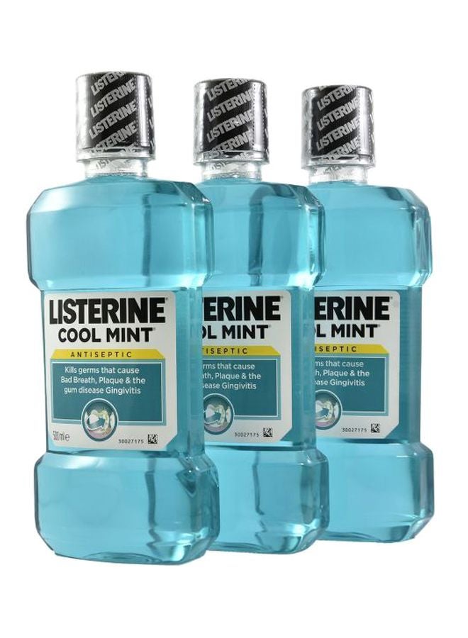 Listerine Pack Of 3 Cool Mint Antiseptic Mouthwash Set 500ml  - Image 1