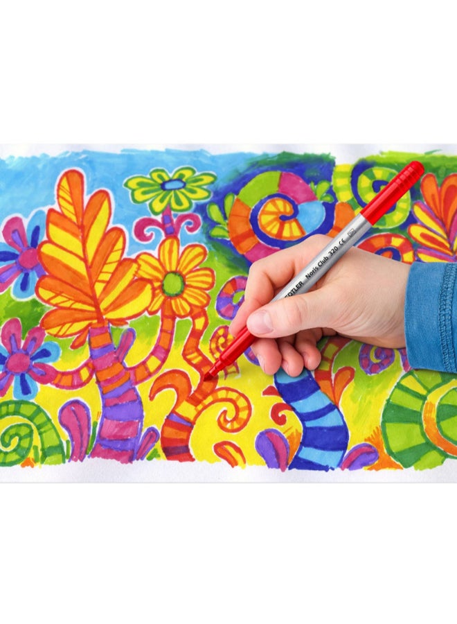STAEDTLER Noris Club Double Ended Fibre Tips Pen Set, Pack Of 10 Multicolour  - Image 4